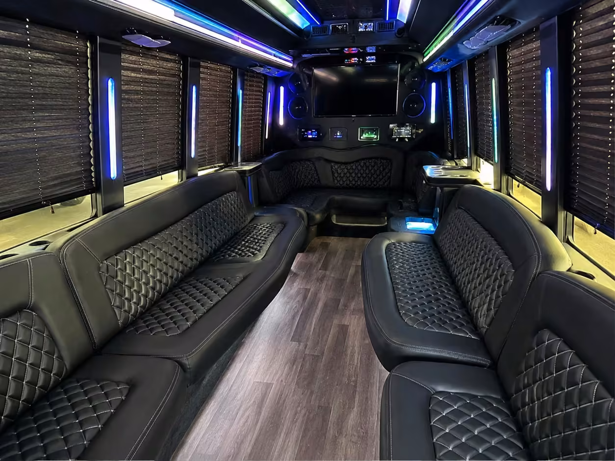 20 passenger party bus inside