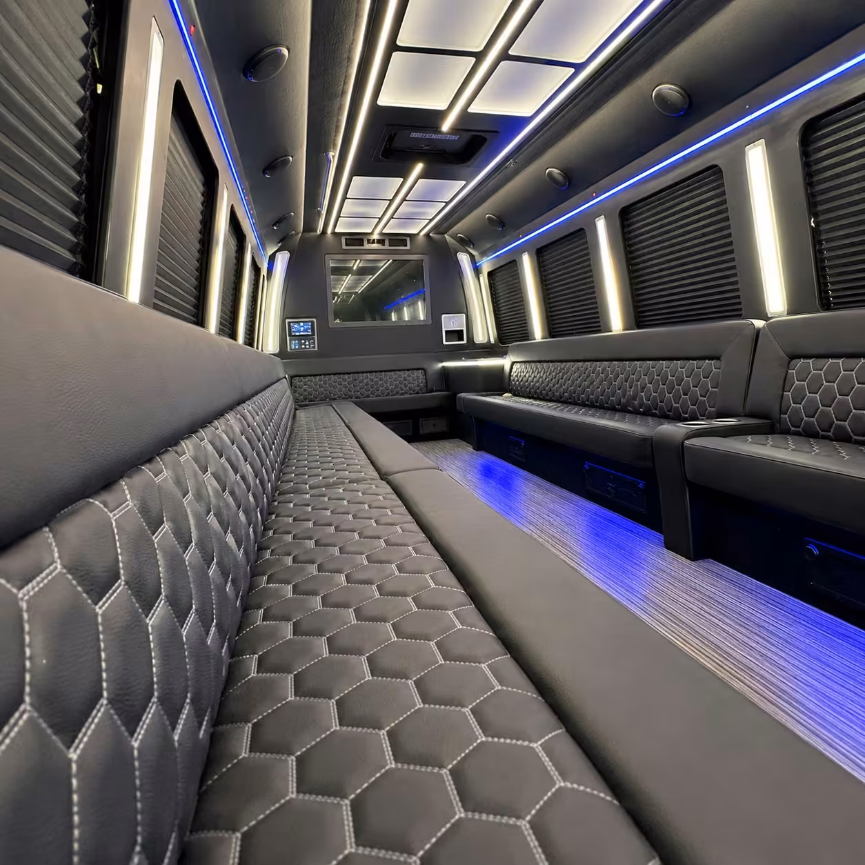 28 passenger party bus inside
